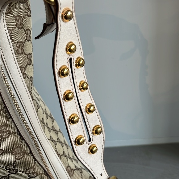 Gucci Biba Monogram Canvas Studded Hobo Bag - Picture 5 of 12